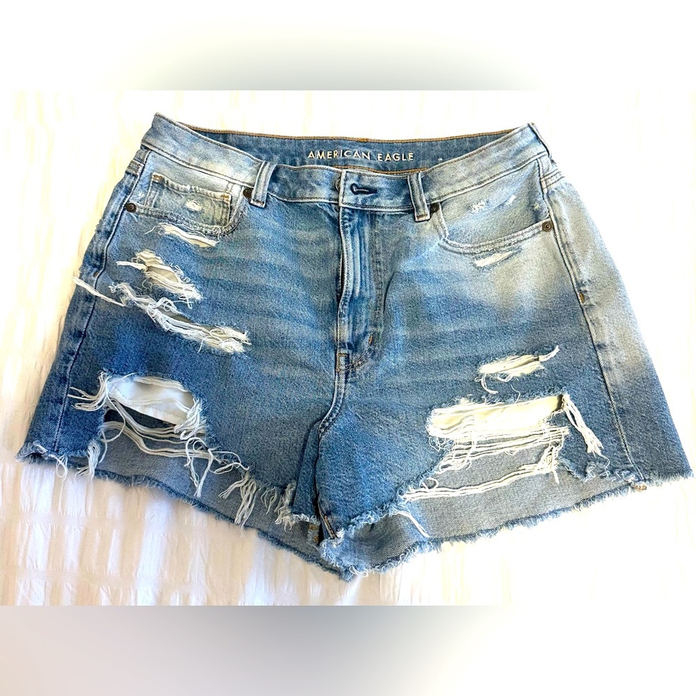 AE High Waisted Distressed Jean Shorts